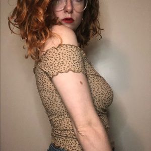 Hollister Cheetah Print Ruffled Crop Top